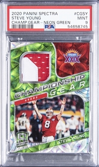 2020 Panini Spectra Championship Gear Neon Green #CGSY Steve Young Patch Card (#09/30) - PSA MINT 9